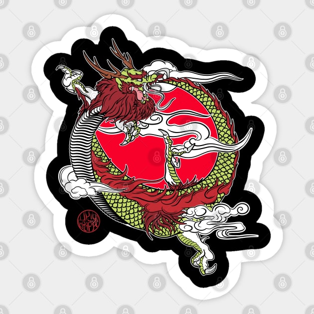 Japanese dragon position ouroboros Sticker by Ukiyograph